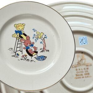 Salem China Company 23K Gold Bear Squirrel Bunny Plate